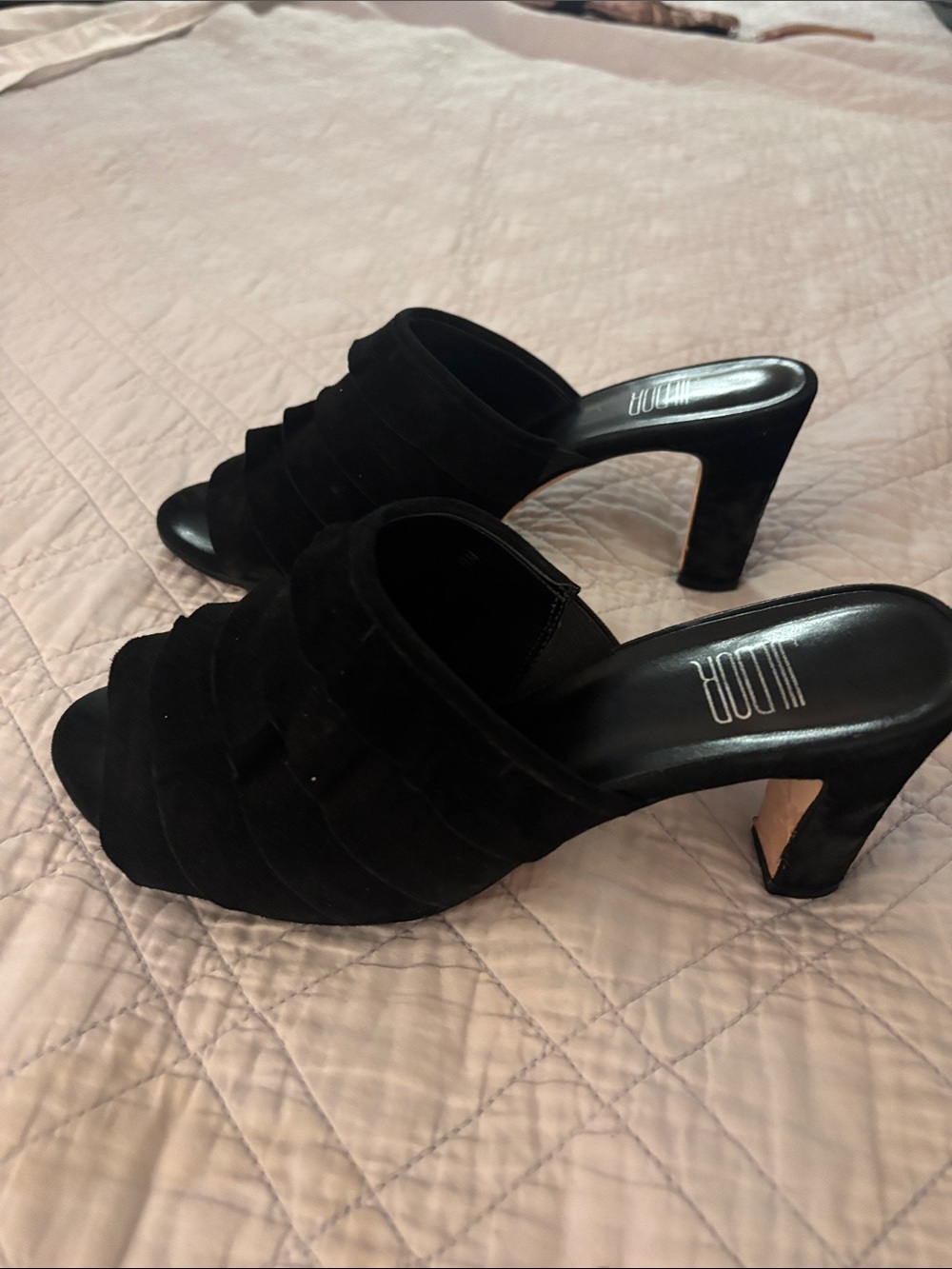 J/Slides Black Ruffle Slide Mules - Picture 2 of 3